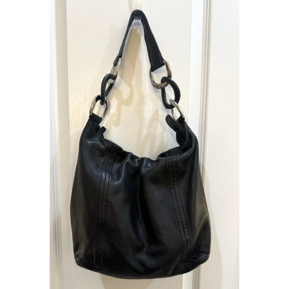 Michael Kors Black Nappa Soft Leather Slouchy Hobo Shoulder Handbag Purse